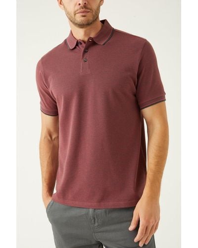 MAINE Birdseye Tipped Polo - Red