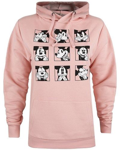 Disney Multi Face Mickey Mouse Cotton Hoodie - Pink