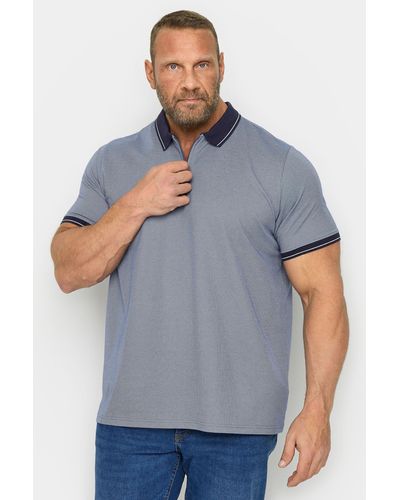 BadRhino Textured Zip Neck Polo Shirt - Grey