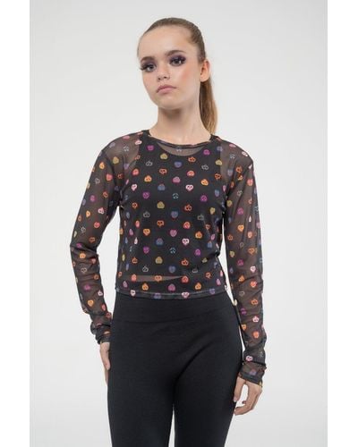 Disney Poison Apple All Over Print Cropped Mesh Top - Black