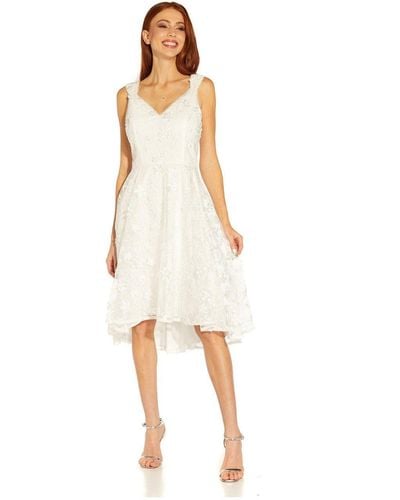 Adrianna Papell 3d Embroidery High Low Dress - White