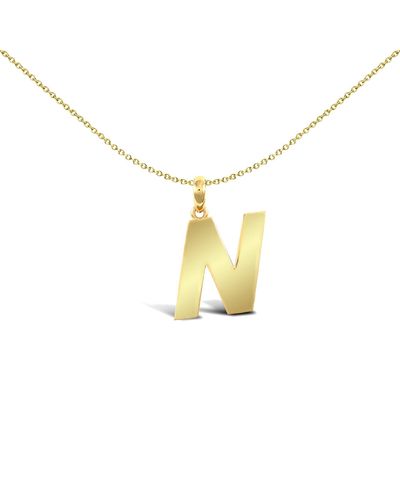 Jewelco London 9ct Gold Polished Block Identity Initial Charm Pendant Letter N - Jin018-n - Yellow