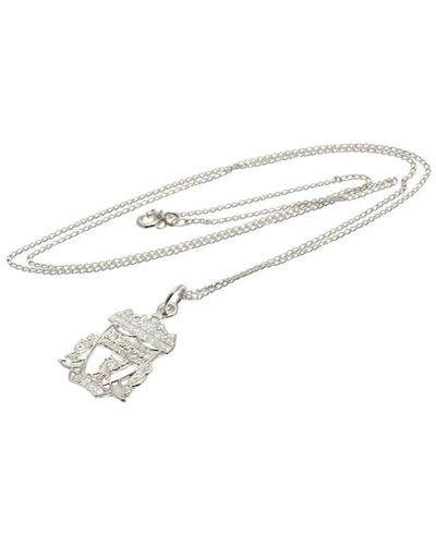 Liverpool Fc Sterling Silver Crest Pendant And Chain - Metallic