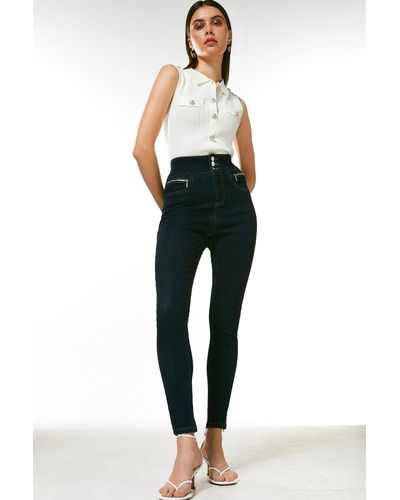 Karen Millen Zip Detail Skinny Jeans - Black