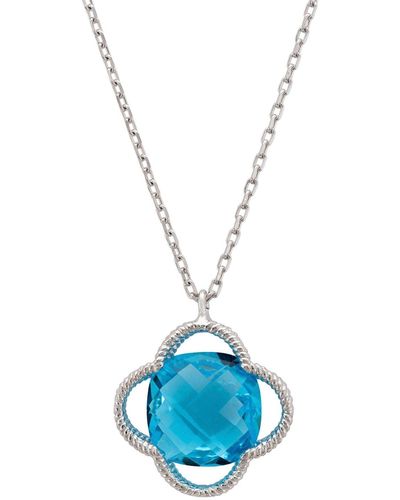LÁTELITA London Open Clover Flower Gemstone Necklace Silver Blue Topaz