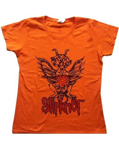 Slipknot Winged Devil Skinny Fit T Shirt - Orange