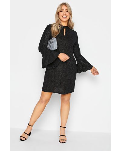 M&CO. Shimmer Bell Sleeve Dress - Black