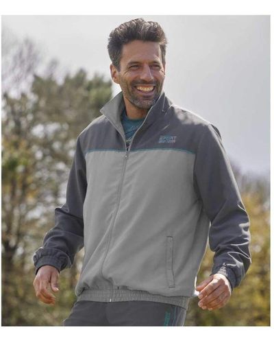 Atlas For Men Microfibre Contrast Shoulders Jacket - Grey