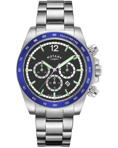Rotary Henley Stainless Steel Classic Analogue Quartz Watch - Gb05440/72 - Blue