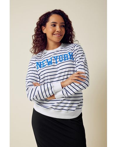 M&CO. Striped 'new York' Sweatshirt - Blue