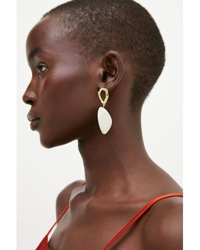 Karen Millen Gold Plated Stone Drop Earring Set - Brown