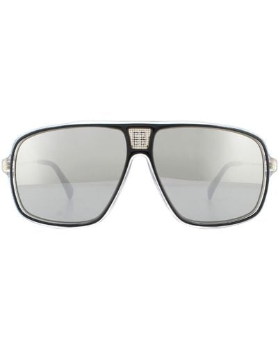 Givenchy Aviator Black Crystal Silver Mirror Sunglasses - Grey