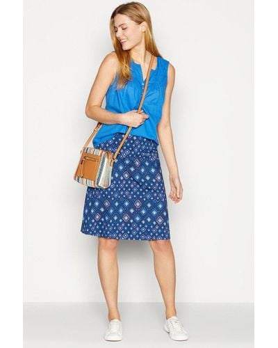 Mantaray Tile Mix & Match Print Jersey Skirt - Blue