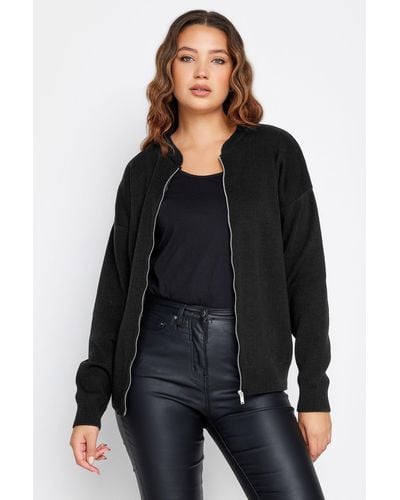 Long Tall Sally Tall Knitted Bomber Jacket - Black