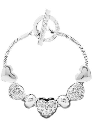 Lipsy Silver With Crystal Charm T-bar Bracelet Gift Set - Metallic