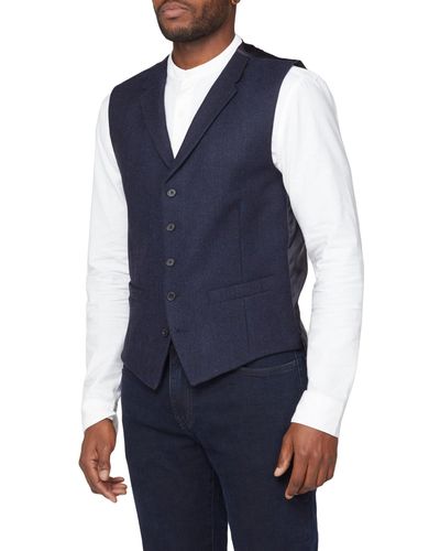 Limehaus Herringbone Stripe Waistcoat - Blue