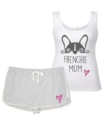 60 SECOND MAKEOVER Frenchie Mum Pyjama Set French Bull Dog - White