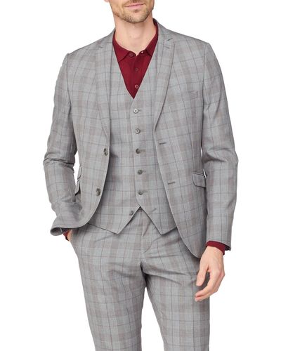Jeff Banks Check Super Slim Fit Brit Suit Jacket - Grey