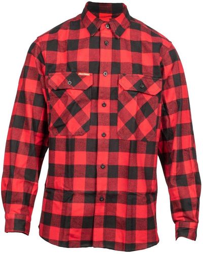 Hard Yakka Long Sleeve Check Flannel Shirt - Red
