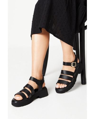 Faith : Priscilla Chunky Multi Strap Sandals - Black