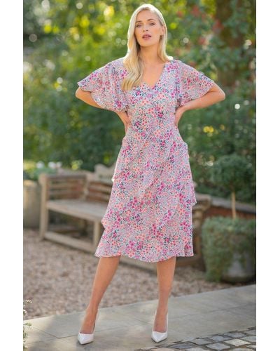 Klass Garden Printed Tiered Dress - Pink
