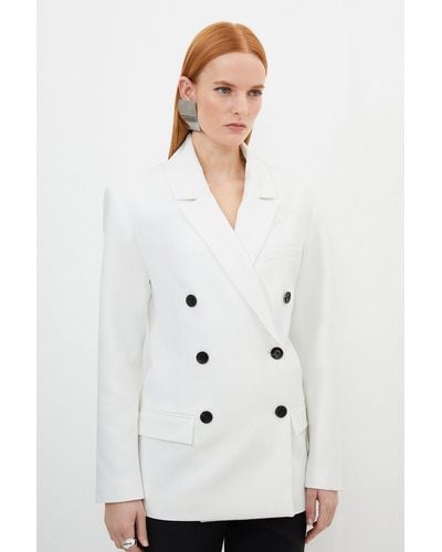 Karen Millen Clean Tailored Double Breasted Blazer - White