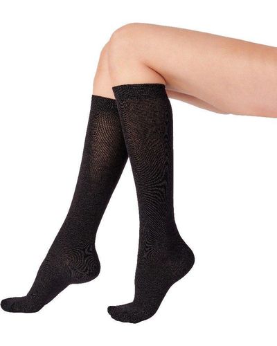 Pretty Polly Bamboo Knee High Plain Socks 1 Pair Pack - Black