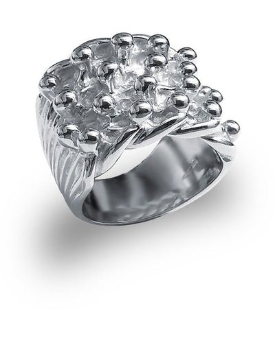 Jewelco London Silver Iii 4 Row King George Iii Keeper Guard Ring 21mm - Arn015 - Metallic