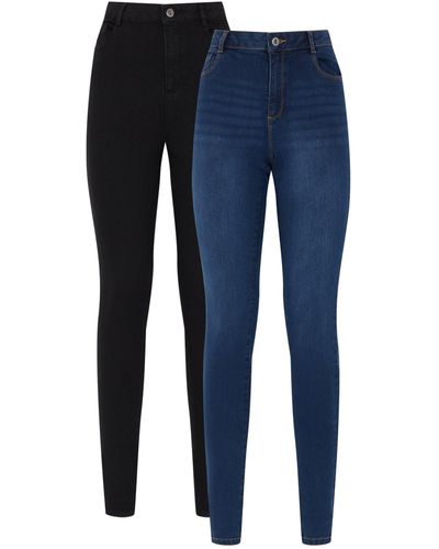 Dorothy Perkins Tall 2 Pack Black And Mid Wash Jean - Blue