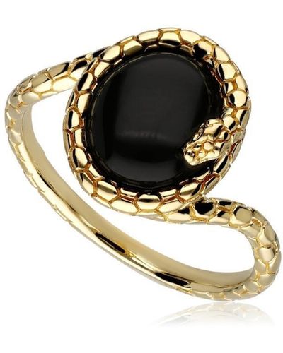 Gemondo Black Onyx Gold Plated Sterling Silver Ecfewtm Winding Snake Ring