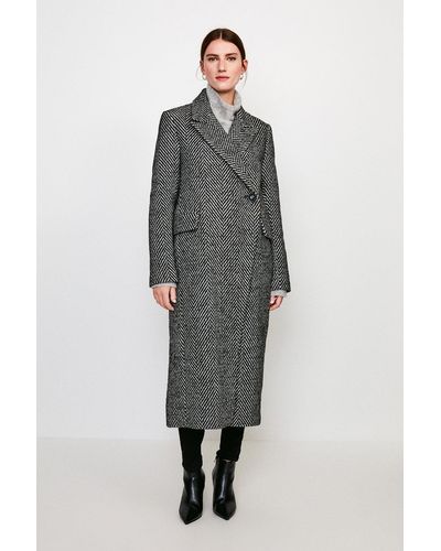 Karen Millen Asymmetric Button Wrap Coat - Grey