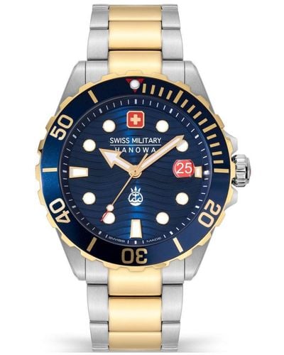 Swiss Military Hanowa Offshore Diver Ii Stainless Steel Sports Quartz Watch - Smwgh2200360 - Blue