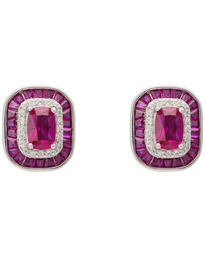 LÁTELITA London Great Gatsby Stud Earrings Ruby Silver - Purple