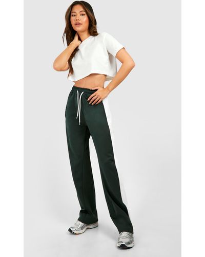 Boohoo Side Stripe Relaxed Fit Tricot Joggers - Green
