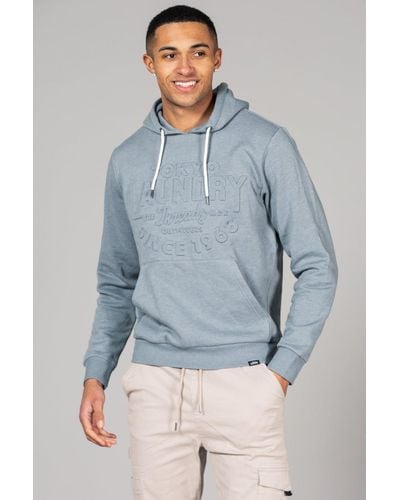 Tokyo Laundry Cotton Blend Hoody With Branding Print - Blue