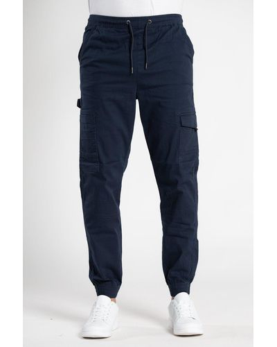 Tokyo Laundry Cotton Drawstring Cargo Trousers - Blue