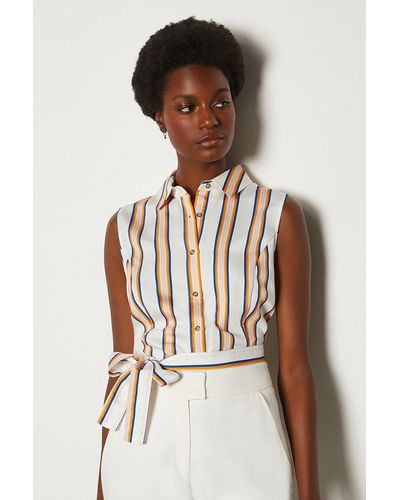 Karen Millen Striped Sleeveless Shirt - Multicolour