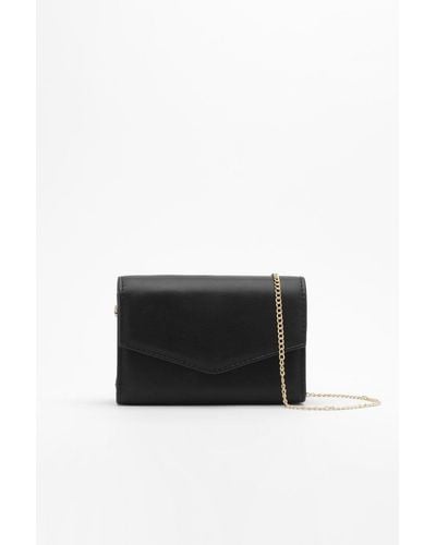 Boohoo Envelope Chain Clutch Bag - Black