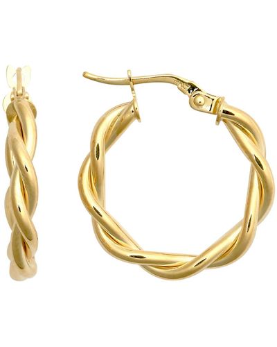 Jewelco London 9ct Gold Plain Twisted Double Interlocked 3mm Hoop Earrings 20mm - Jer785b - Metallic