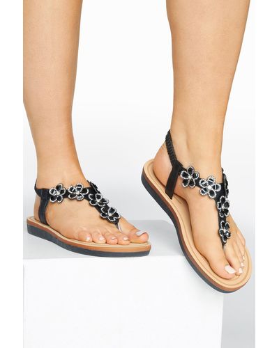 Extra Wide Fit Black Leather-Look Footbed Sandals | New Look