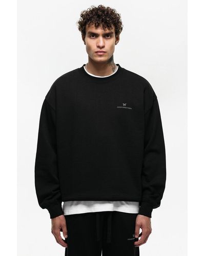 Good For Nothing Oversized Cotton Blend Sweatshirt - Black
