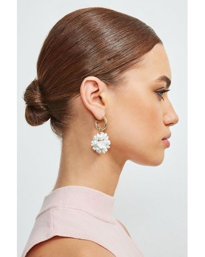 Karen Millen Floral Drop Earrings - Metallic