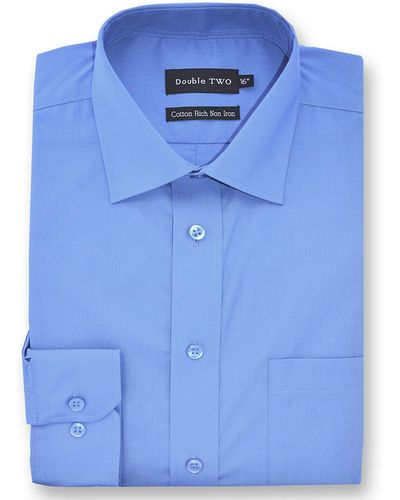 Double Two Cornflower Blue Long Sleeved Non-iron Shirt