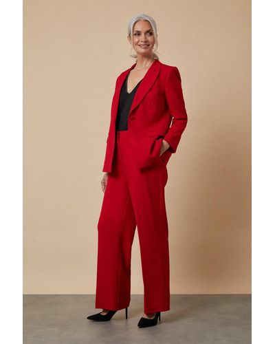 Wallis Petite Wide Leg Suit Trousers - Red