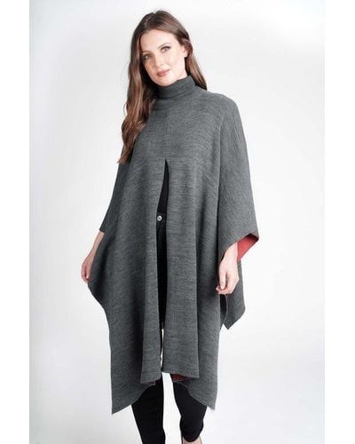 Saloos Knitted Split Front Poncho - Grey