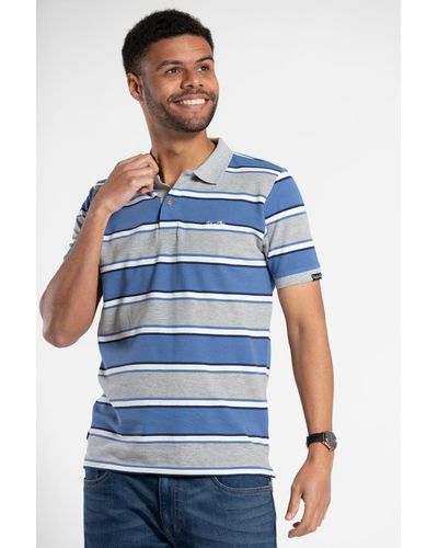Tokyo Laundry Cotton Striped Short-sleeve Polo Shirt - Blue