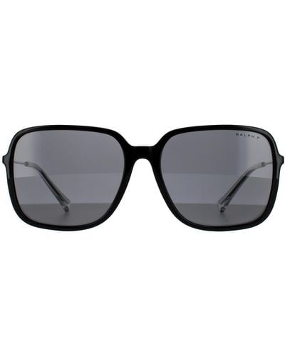 Ralph By Ralph Lauren Square Shiny Black Dark Grey Polarized Sunglasses
