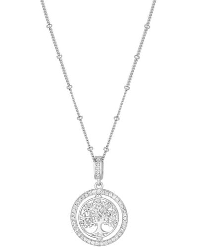 Simply Silver Sterling Silver 925 Cubic Zirconia Tree Of Love Spinner Pendant Necklace - Metallic