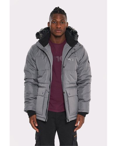Bench 'koufax' Quilted Longline Parka Jacket - Purple