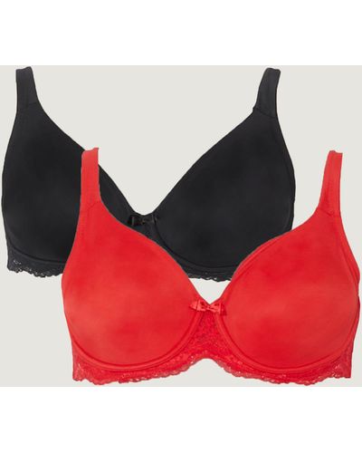 Gorgeous Dd+ 2 Pack Moulded Lace Wing T-shirt Bra - Red